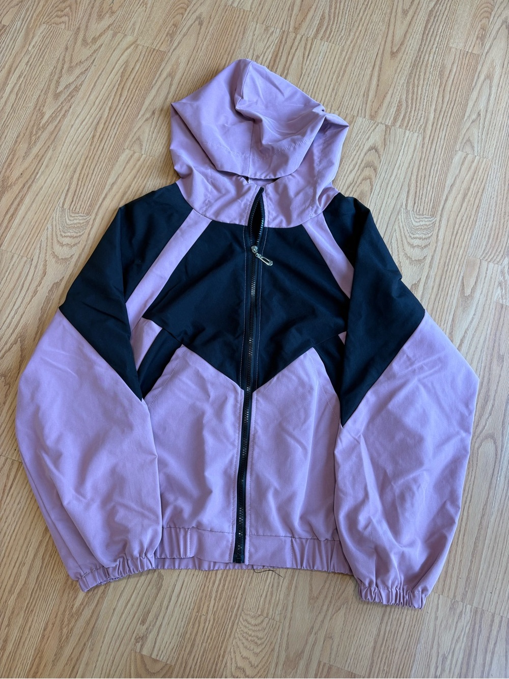 SHEIN Lavender and Black Colorblock Hooded Jacket